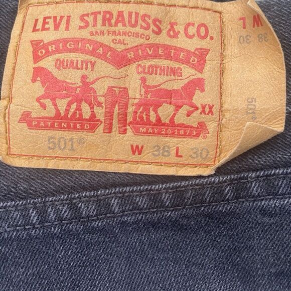 levis 501 XX button fly black denim Original Fit jeans 38x30 - Picture 2 of 7